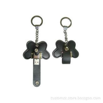 Promotion Gift Leather USB Flash Drive Keychain Cute Butter